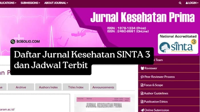 Jurnal Kesehatan SINTA 3 dan Jadwal Terbit