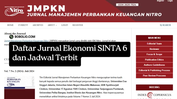 jurnal ekonomi sinta 6 dan jadwal terbit